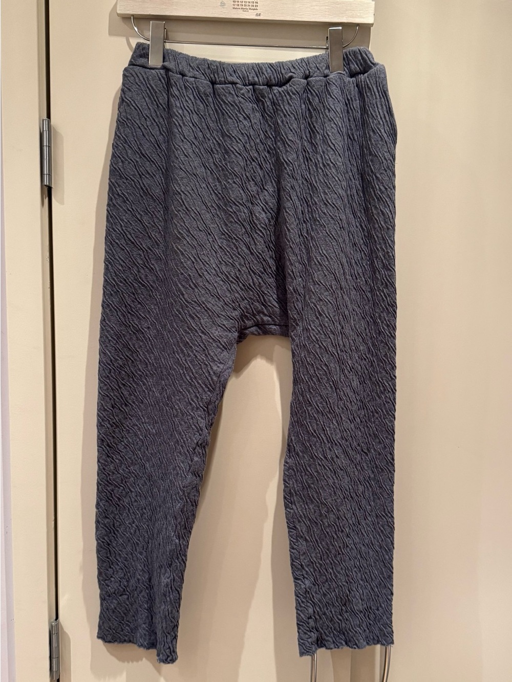 Atelier Delphine Cotton Double Layer Textured Drop Crotch Cropped Pants M Grey